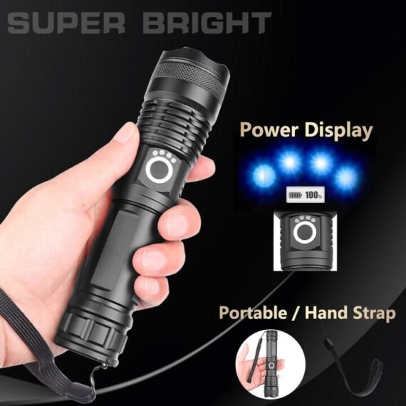 Rechargeable Zoom LED Flashlight USB Torch Light