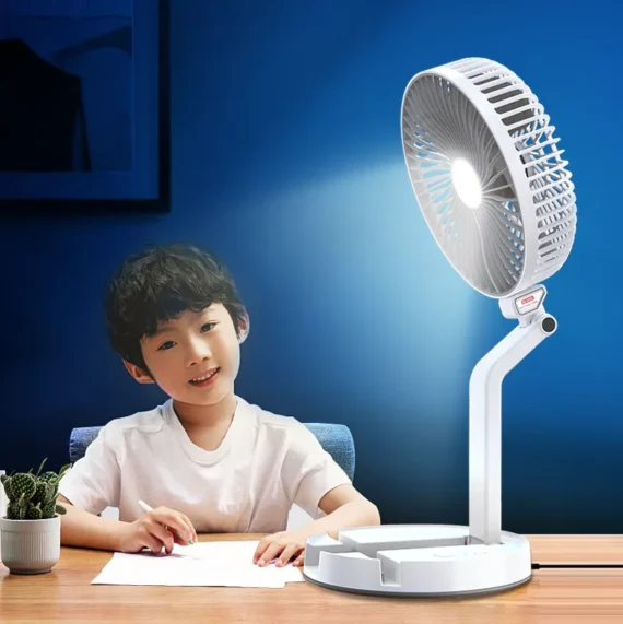 Rechargeable Folding Table Fan with Led Light